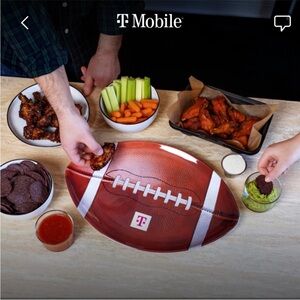 T-Mobile Tuesdays Football Shaped Tray Serving Platter plate Plastic Game Day 🏈